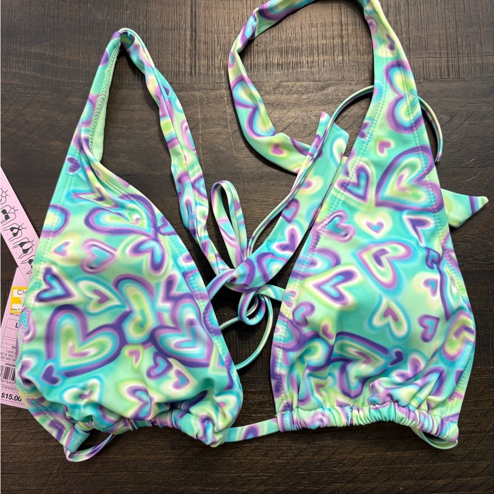 Wild Fable Swim Heart Pattern Bikini Top